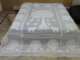 Applique Tribal Bedsheets Tree of life white bedspreads