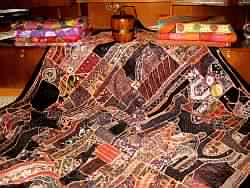 Vintage sari Beaded bedspreads Bedding, Size : 225cm*275cm