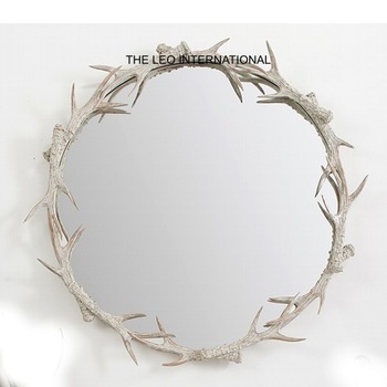 antler round wall mirror