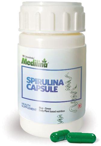 Spirulina Capsules - 2000 Capsules, Color : Green