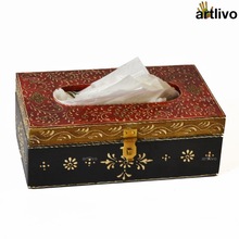 Artlivo Wood BOLD RED Tissue Box, Size : 23 * 13 * 8 in cms