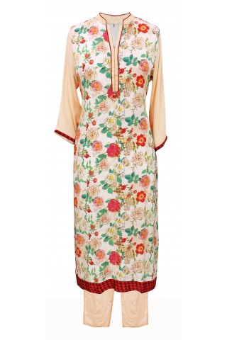 PEACH PURE CREPE PRINTED SET