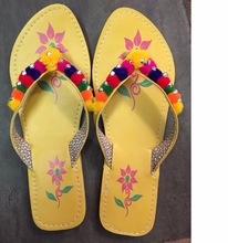 Handmade Leather Pom Pom Jaipuri Slipper, Style : Flip Flops