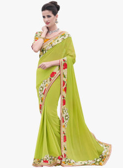 Green Embellished Saree