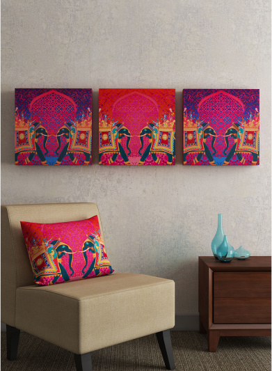 Set of 3 Multicoloured Wall Arts