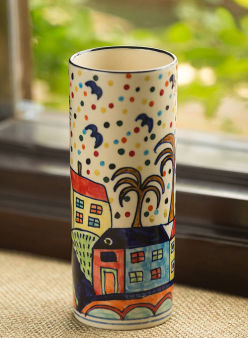 The Hut Straight Hand-Painted Ceramic Vase