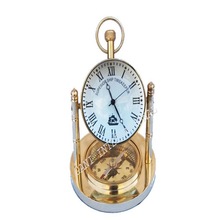 Antiqued Collector\'s Solid Brass Desktop Clock