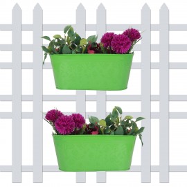ound bucket railing planter with embossed butterfly