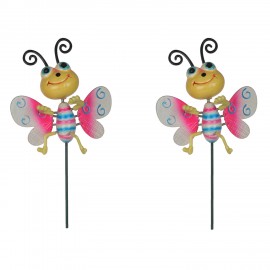 Plastic animated Butterfly Stake in pink