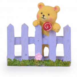 Wonderland 2.2 inches Teddy Bear on Fence Decoration Mini