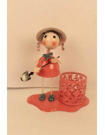 Wonderland metal girl with pot pink Penstand