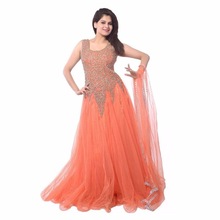 women All color ethnic semi-stitched embroidered work gown