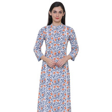 Kurti women Orange Lillies Long length Kurta