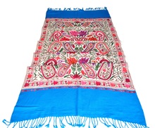 Crewel work embroidery wool shawls