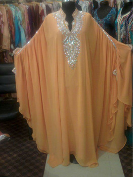 Georgette Solid Moroccan Kaftan Dress, Occasion : Formal