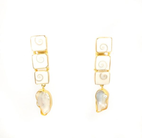 Hanging Barque Stone Earrings Jewelry