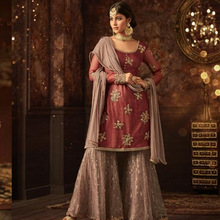 Vaishnavi net Maisha Brand Plazo, Color : Maroon