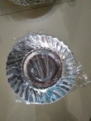 Circular Wrinkle Paper plate Silver plate, for Event, Size : Multisizes