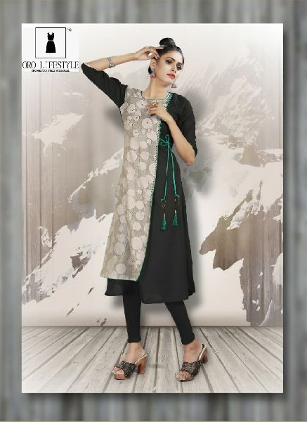 Cotton Checked Party Wear Kurtis, Technics : Attractive Pattern, Embroidered, Handloom, Washed