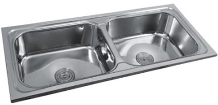 Stainless Steel Polished Double Bowl Sink, Color : Silver