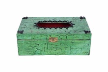 Retangle Designer Indian Handmade Green Tissue Box