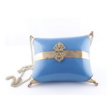 Gold plated Royal Blue India Enamel clutch bag