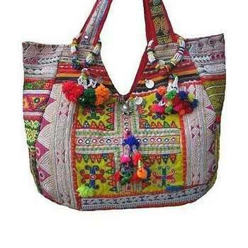 Embroidery Matka Handbags Travel and Shoulder Bag