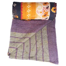 Printed cotton kantha work quilt, Technics : Handmade