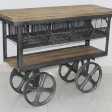 Solid wood kitchen cart trolley with drawers