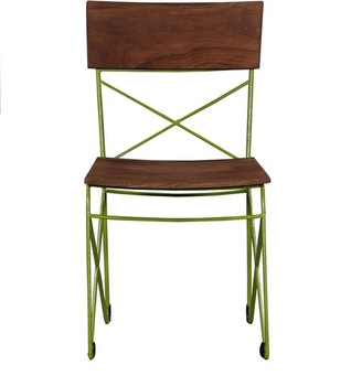 Green Finish Industrial Cross Dining Chair