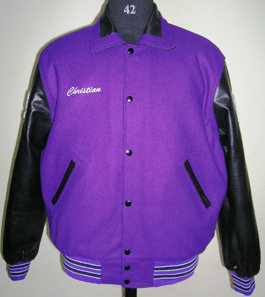 Purple and Black Classic Letterman varsity jacket