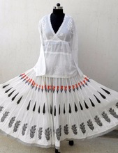 multifrill cotton block printed skirts for women