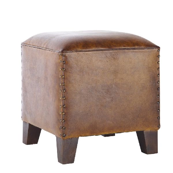 Leather Fabric Stool, for Home Furniture, Color : Dark Brown