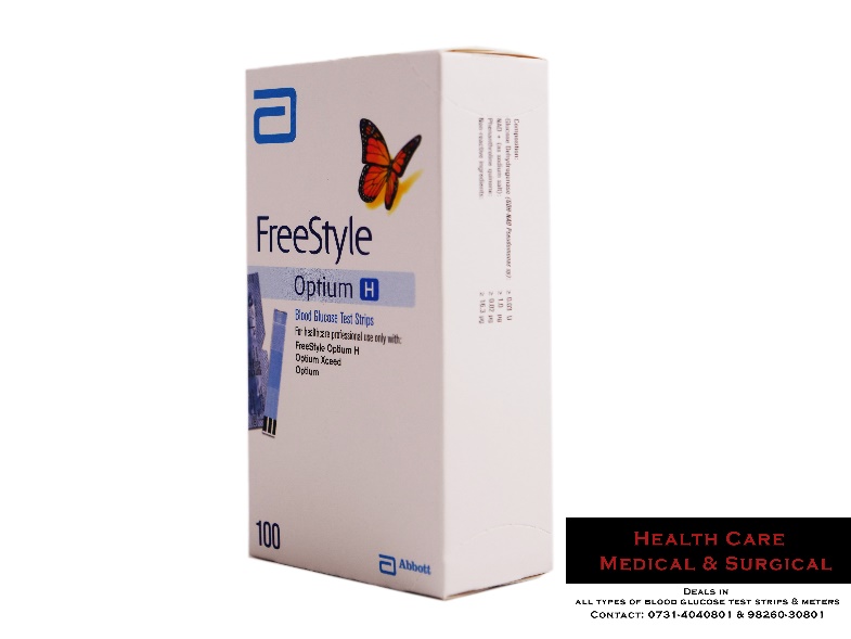 Freestyle Optium Blood Glucose Test Strips, for Clinical, Home Purpose, Hospital