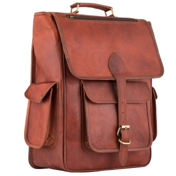Real Goat Leather Travel Luggage Handmade Backapck Rucksack Large Vintage Bag