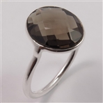 Natural Smoky Quartz round Gemstone Ring