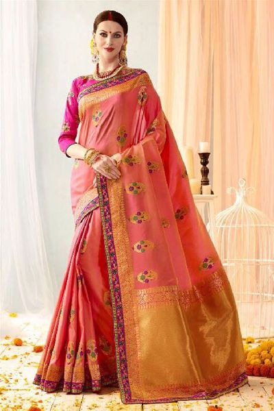 Banarsi Silk Jaquard Hand Work Saree