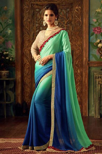 Designer Georgette Silk Embroidered Work Sarees, Occasion : Party