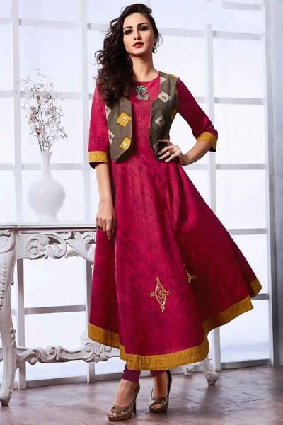 Evening Wear Gorgeous Cotton Kurtis With Jacket