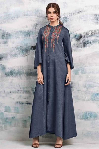 Latest Long Denim Embroidered Kurtis, Size : XL, XXL, XXXL