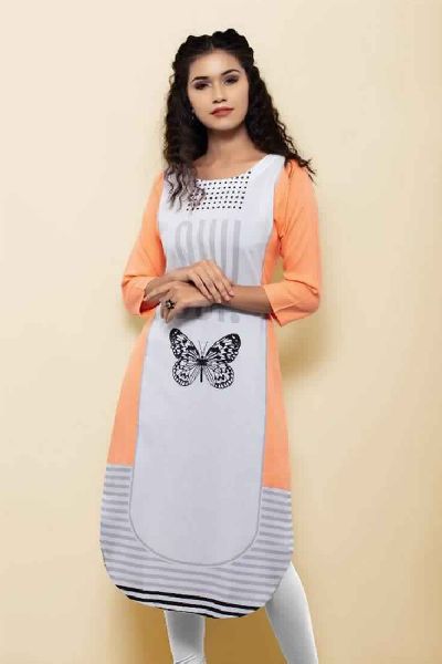 Printed Knee Length Rayon Kurtis