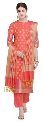 Embroidered Banarasi Cotton Silk Suit, Occasion : Casual Wear