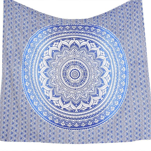 Blue Ombre Mandala Tapestry Hippie Wall Hanging Decor Beach Throw Yoga Mat