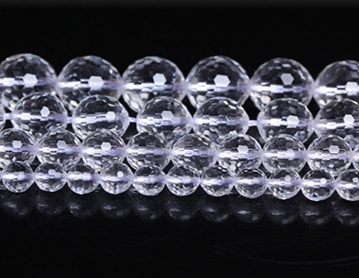 Natural Faceted White Crystal Beads
