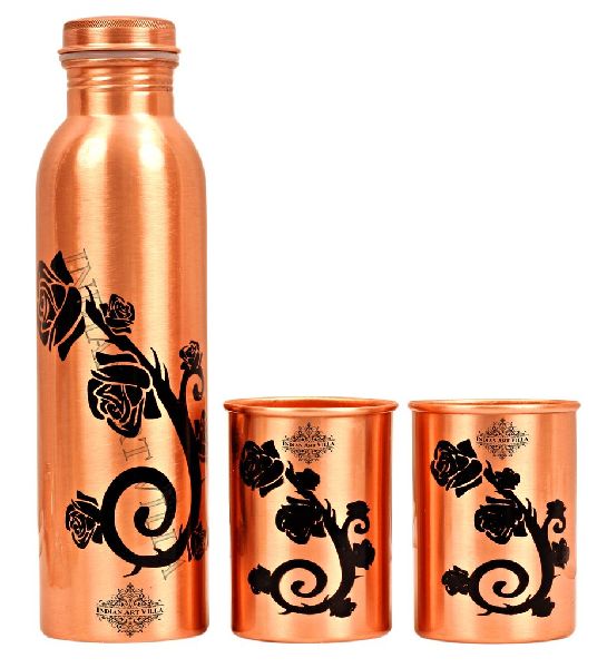 Modern Copper Bottle with Glass Set, Packaging Type : Paper Box, Plastic Box