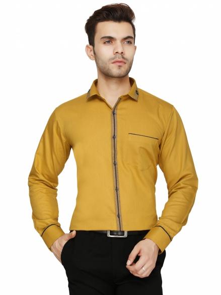 Shirts Cotton Blend Club Wear Slim Fit Basic Collar Full Sleeve Self