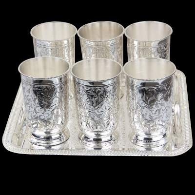 6 Glass Set With Tray, Feature : Attractive Designs, Crack Resistance, Easy To Place, Folable