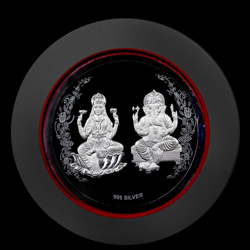Polished Made With Pure Silver Lakshmi Ganesh Round Frame, Feature : Corrosion Resistance