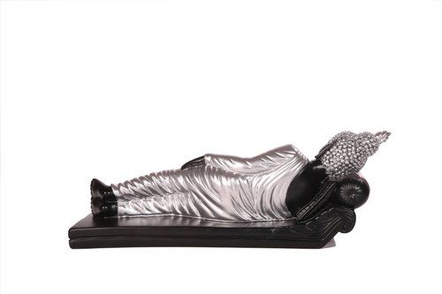 Gautam Buddha Relaxing Silver Matte Black Statue