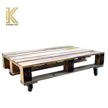 Wooden pellet style coffee table, for Home, hotel, restaurant, Color : Brwon finish